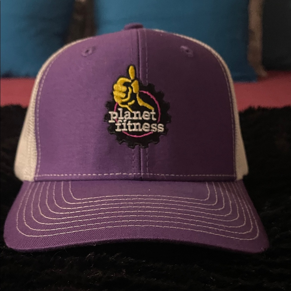 Purple and White Planet Fitness Ball Cap
